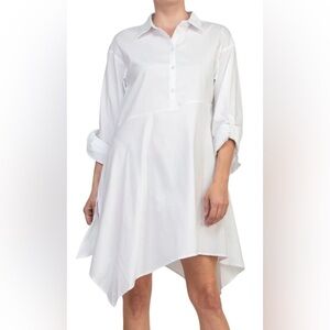 Cupio Roll Sleeve Asymmetrical Hem Tunic Size S in White